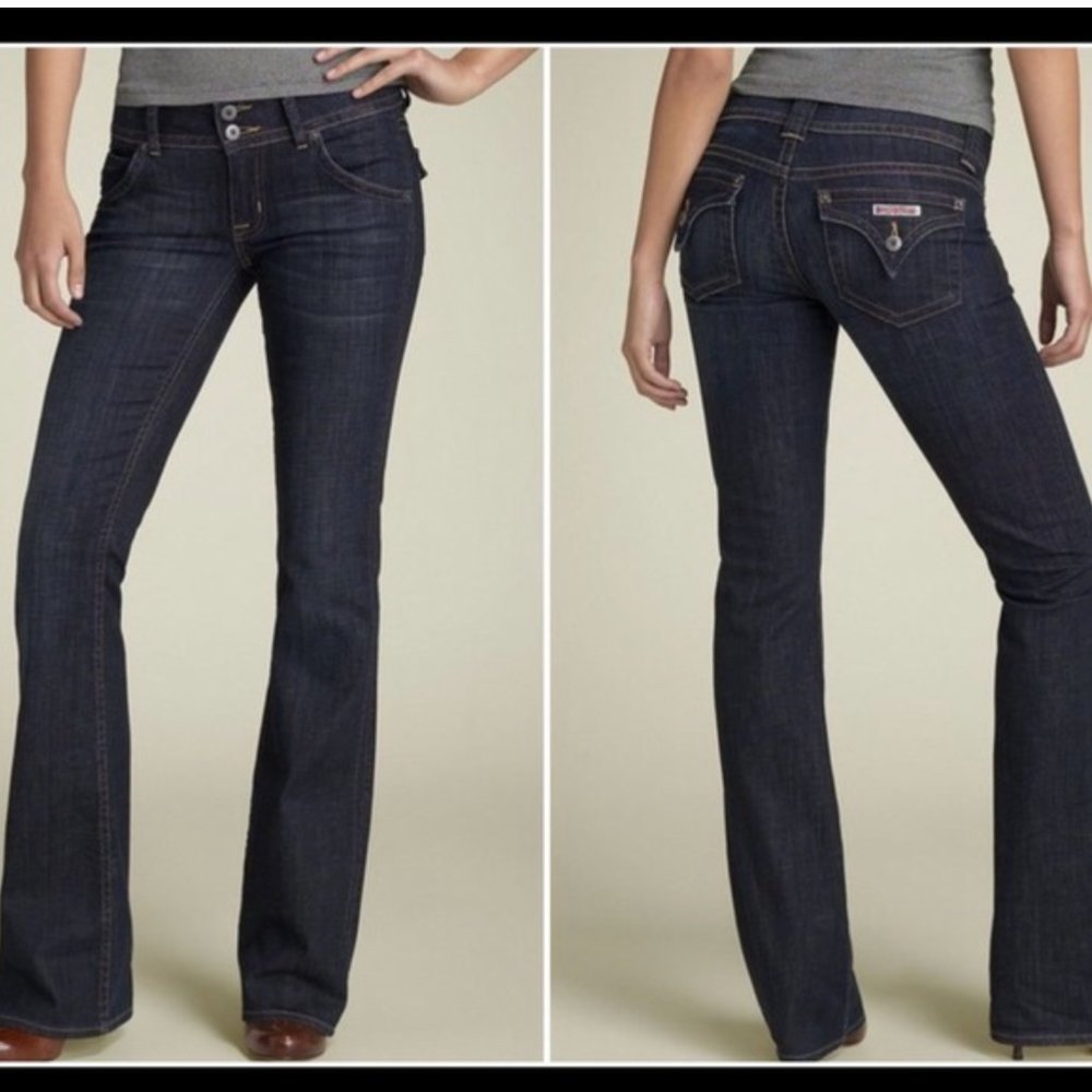Hudson Triangle Pocket Bootcut Designer Jeans - Y2K Low-Rise